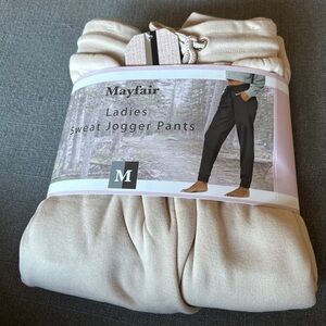 New Mayfair Ladies Sweat Jogger Pants in Beige Size: Small & Medium
